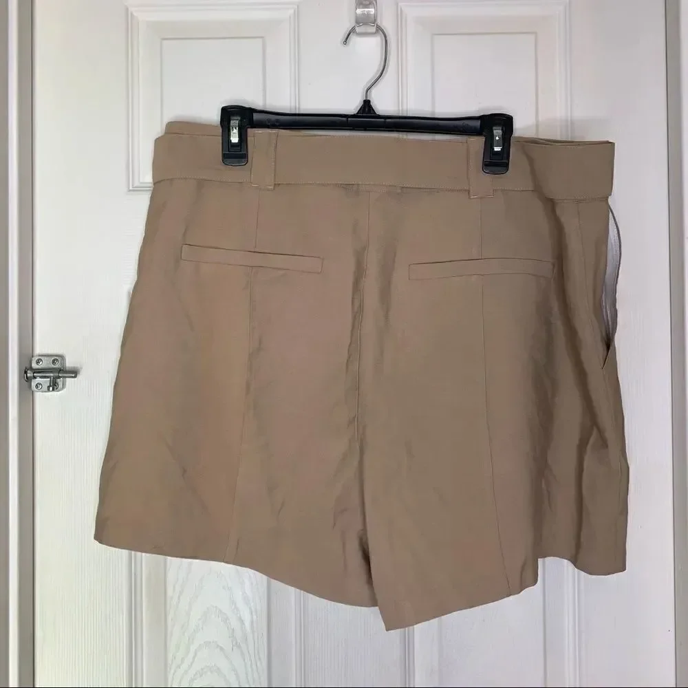 JustFab Khaki Lined Belted Shorts Size 2X